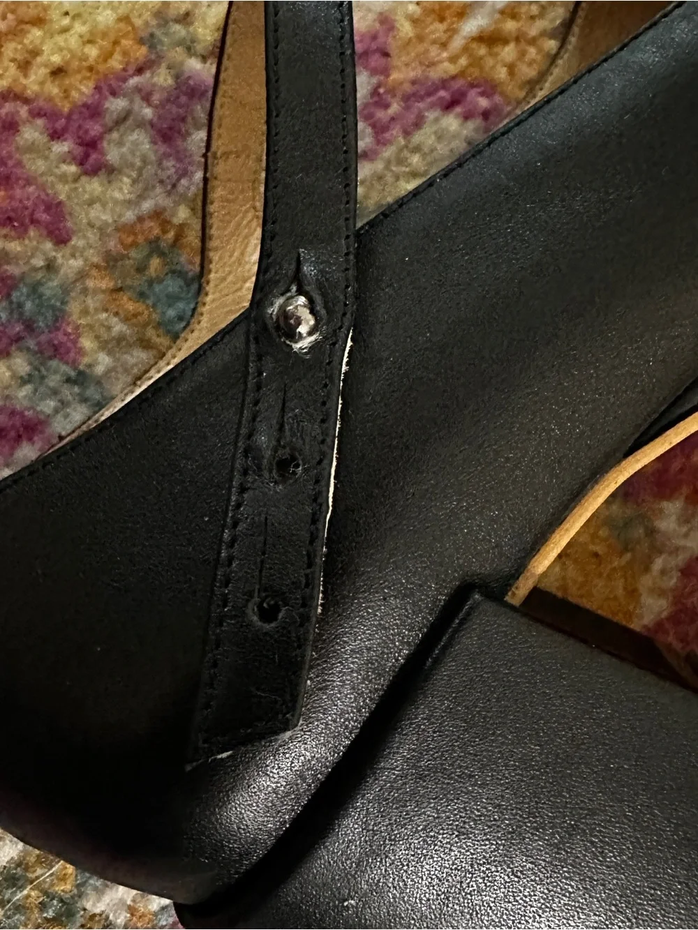 INTENTIONALLY BLANK Black Leather Platform Mary Jane Heels